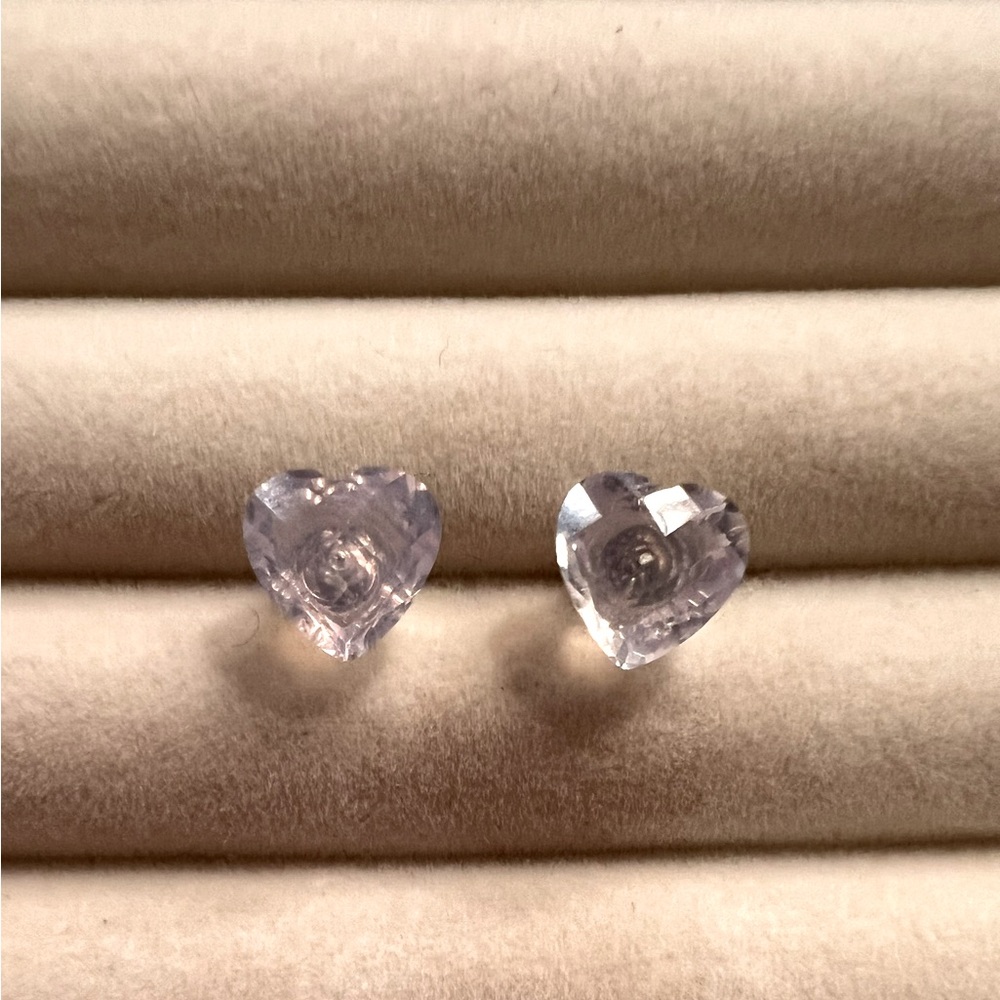 Clear Quartz Heart-Shaped Silver Earrings